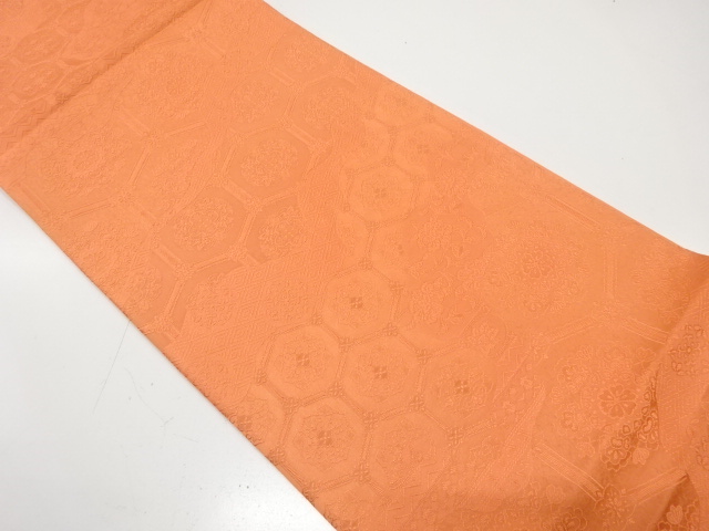 道長取りに花亀甲模様織り出し　全通袋帯